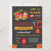 Fire Truck Birthday Party Invitation Fireman Kaart (Voorkant)