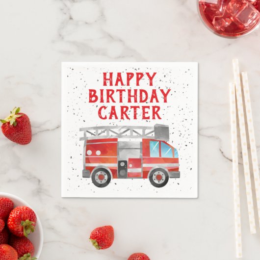 Fire Truck Birthday Party Napkins Servet (Insitu)
