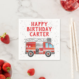 Fire Truck Birthday Party Napkins Servet