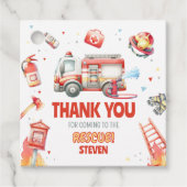 Fire Truck Birthday Party Square Bedankjes Labels (Voorkant)
