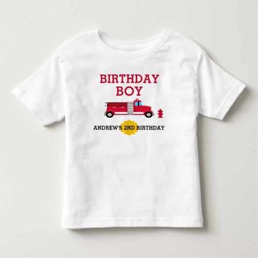 Fire Truck Birthday T-shirt Toddler Kind (Voorkant)