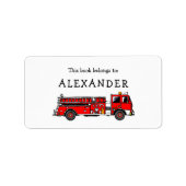 Fire Truck bookplate bibliotheek boek label (Voorkant)