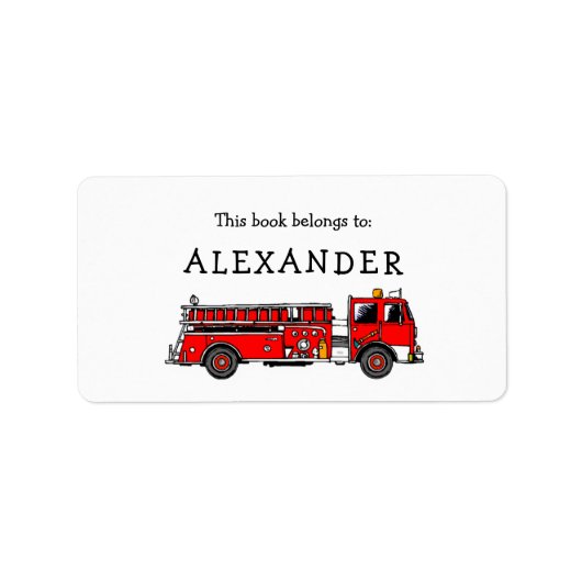 Fire Truck bookplate bibliotheek boek label (Voorkant)