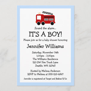 Fire Truck Boy Baby Shower-uitvindingen Kaart