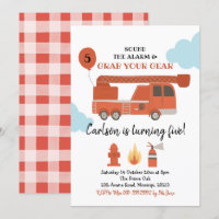 Fire Truck Boy Birthday Party Invitation