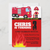Fire Truck Boy Birthday Uitnodiging (Voorkant)