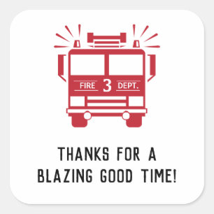 Fire Truck   Brandweerauto's Verjaardagse Bedankt Vierkante Sticker