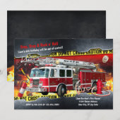 Fire Truck Brandweerman Party Uitnodiging (Voorkant / Achterkant)