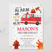 Fire Truck Brandweerman Uitnodiging Verjaardag (Voorkant)