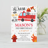 Fire Truck Brandweerman Uitnodiging Verjaardag (Staand voorkant)