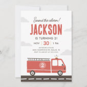 Fire Truck Brandweerman Uitnodiging Verjaardag (Voorkant)