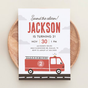 Fire Truck Brandweerman Uitnodiging Verjaardag