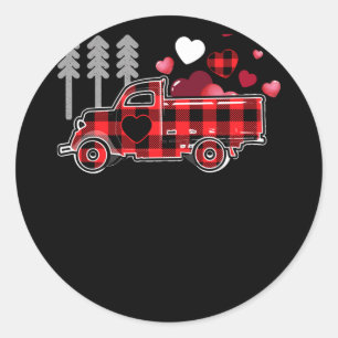 Fire Truck Buffalo Pset Valentijnsdag mama pa zo Ronde Sticker