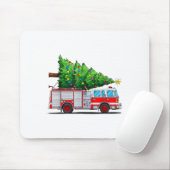 Fire Truck Christmas Tree Xmas Lights Firefighter  Muismat (Met muis)