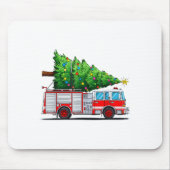 Fire Truck Christmas Tree Xmas Lights Firefighter  Muismat (Voorkant)