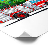 Fire Truck Christmas Tree Xmas Lights Firefighter  Poster (Hoek)
