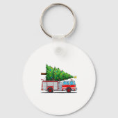 Fire Truck Christmas Tree Xmas Lights Firefighter  Sleutelhanger (Voorkant)