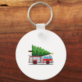 Fire Truck Christmas Tree Xmas Lights Firefighter  Sleutelhanger (Voorkant)