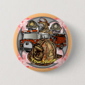 Fire Truck Cross Helmpin Ronde Button 5,7 Cm (Voorkant)