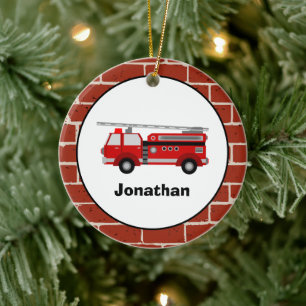 Fire Truck Custom Ceramic Ornaming Keramisch Ornament