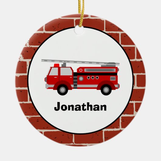 Fire Truck Custom Ceramic Ornaming Keramisch Ornament (Voorkant)