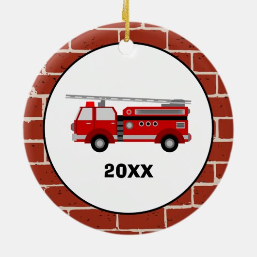 Fire Truck Custom Ceramic Ornaming Keramisch Ornament (Achterkant)