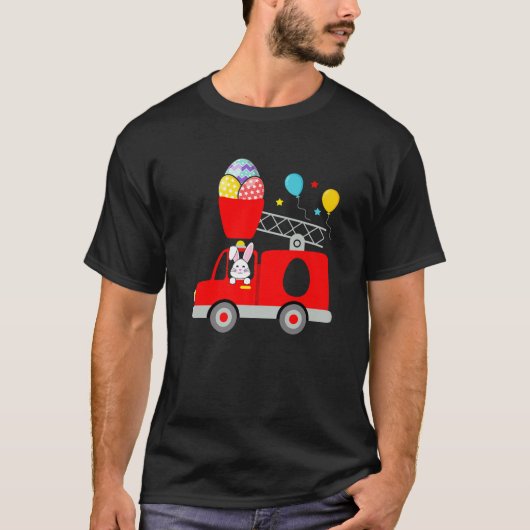 Fire Truck Easter Egg Cute Bunny Firefighter Toddl T-shirt (Voorkant)