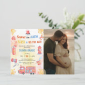 Fire Truck Fire Engine Baby shower Party Foto Kaart (Staand voorkant)