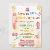 Fire Truck Fire Engine Baby shower Party Kaart (Voorkant)
