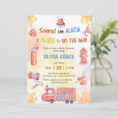 Fire Truck Fire Engine Baby shower Party Kaart (Staand voorkant)