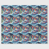 Fire Truck Fire Man en Santa Christmas Cadeaupapier (Vlak)
