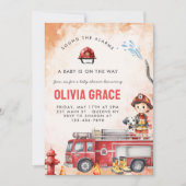 Fire Truck Firefighter Baby shower Party Kaart (Voorkant)
