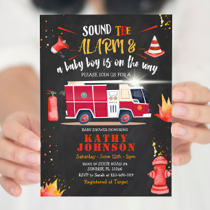 Fire Truck Firefighter Boy Baby shower Sound Kaart