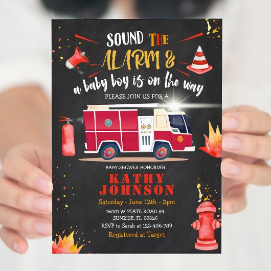 Fire Truck Firefighter Boy Baby shower Sound Kaart