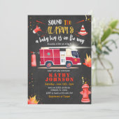 Fire Truck Firefighter Boy Baby shower Sound Kaart (Staand voorkant)