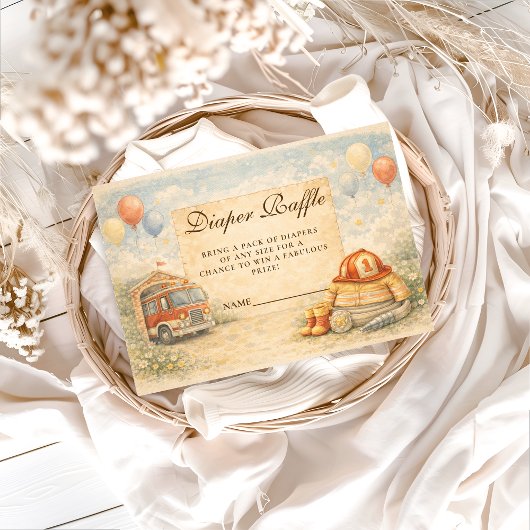 Fire Truck Firefighter Diapper Raffle Informatiekaartje