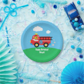 Fire Truck Firefighter Happy Birthday Papieren Bordje (Feest)