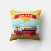 Fire Truck Firefighter Persoonlijke naam Kinder Ro Kussen (Achterkant)