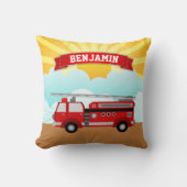 Fire Truck Firefighter Persoonlijke naam Kinder Ro Kussen (Voorkant)