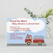 Fire Truck FIremen 5x7 Baby shower Uitnodiging (Staand voorkant)