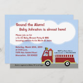 Fire Truck FIremen 5x7 Baby shower Uitnodiging (Voorkant / Achterkant)