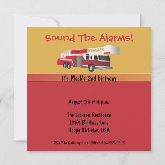 Fire Truck Fun Birthday Uitnodiging (Voorkant)