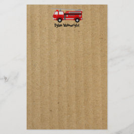 Fire Truck gepersonaliseerde briefpapier Kraft-pap