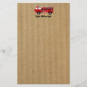 Fire Truck gepersonaliseerde briefpapier Kraft-pap