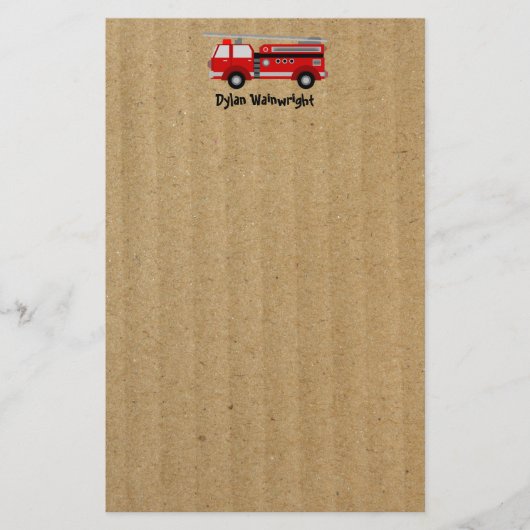 Fire Truck gepersonaliseerde briefpapier Kraft-pap (Voorkant)