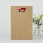Fire Truck gepersonaliseerde briefpapier Kraft-pap (Staand voorkant)