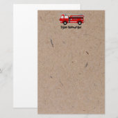 Fire Truck gepersonaliseerde briefpapier Kraft-pap (Voorkant / Achterkant)