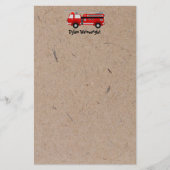 Fire Truck gepersonaliseerde briefpapier Kraft-pap (Voorkant)