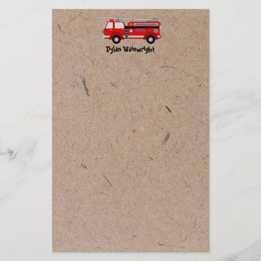 Fire Truck gepersonaliseerde briefpapier Kraft-pap (Voorkant)