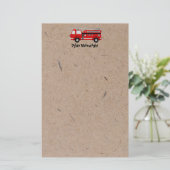 Fire Truck gepersonaliseerde briefpapier Kraft-pap (Staand voorkant)